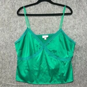 Colsie Satin Cami Lounge Top Women's Tank Lace Trim Adjustable Straps - Size L